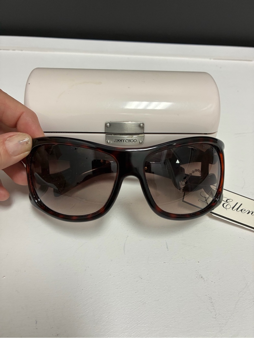 Jimmy Choo Tortoiseshell Oversized Sunglasses - Brown Gradient Lenses